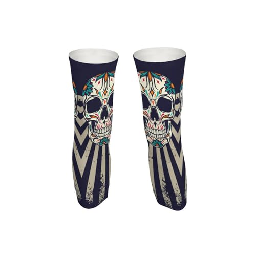 Leg Sleeves with Anti Slip Silicone Compression Leg Sleeves Cycling Leg Sleeves Adjustable Zipper - color: Skull, size: Medium