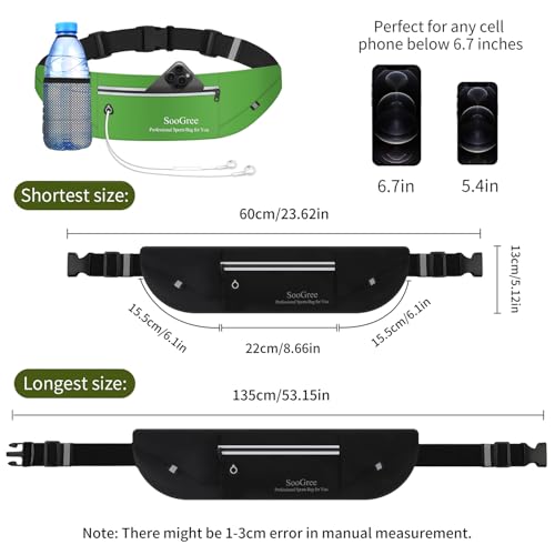 Men Women Slim Running Belt Fanny Pack,Zipper Waterproof Running Waist Pack,Ultra Light Reflective Phone Holder,Sport Workout Exercise Belt Bag for Running Walking Cycling Camping Gym (GSP1198-Green) - color: GSP1198-Green