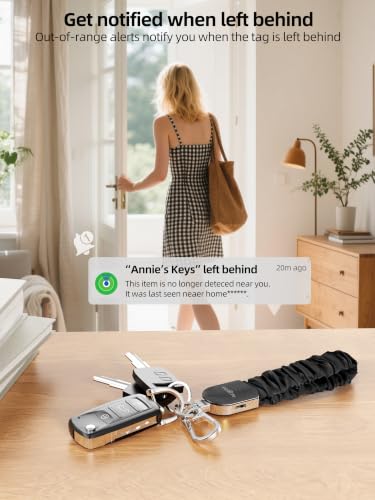 Keychain Wristlet, Works with Apple Find My, Rechargeable - color: Black+Silver