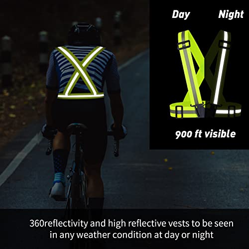 2 pcs Reflective Vest, Adjustable High Visibility Reflective Safety Straps Gear for Run, Cycling,Pet Walking - color: Yellow