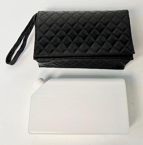 Clutch Purse With Flask (Black), Holds 26 oz (800 ml), Handbag Wine Bag for Women - color: Black