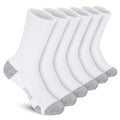 Felicigeely Athletic Crew Socks Cushioned Breathable for Men & Women 6 Pack - color: White, size: 6-9