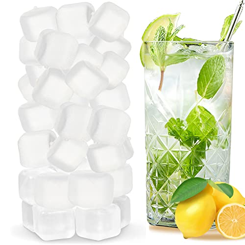 Reusable Ice Cubes for Drinks, 100 Pack Refreezable Plastic Ice Cubes BPA Free for Cocktails, Chills Drinks Without Diluting, Wine, Beer or Coffee Easy To Use - color: White-100Pack