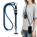Adjustable Crossbody Phone Lanyard with Hanging Loops - color: Blue