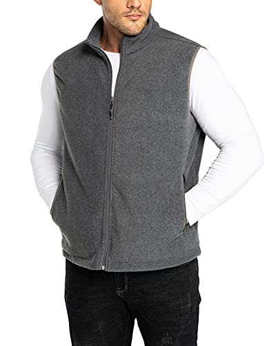33,000ft Men's Fleece Vest Outerwear Lightweight Zip Up Sleeveless Jacket - color: Grey Heather, size: Medium