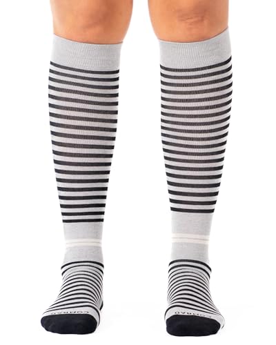 Comrad Knee High Compression Socks - color: Grey/Black Stripe, size: Small