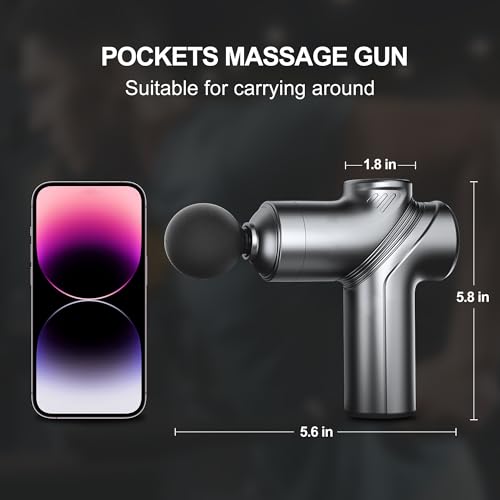 LEERCON Massage Gun Deep Tissue Mini Muscle Massager for Pain Relief, Grey - color: C1-gray