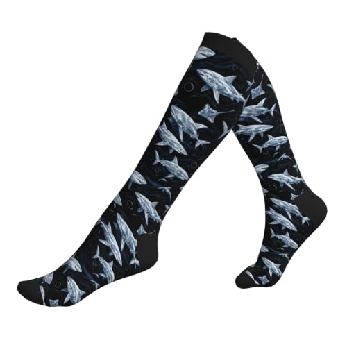 Compression Socks Women and Men 15-20mmHg-Circulation Support Socks for Athletic Running Cycling - color: Fish