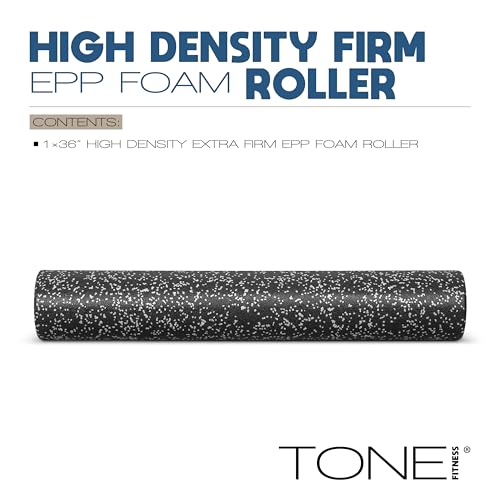 TONE Fitness Firm High-Density Foam Roller for Exercise, Massage & Recovery - color: Black/White Speckled, size: 36 Inch