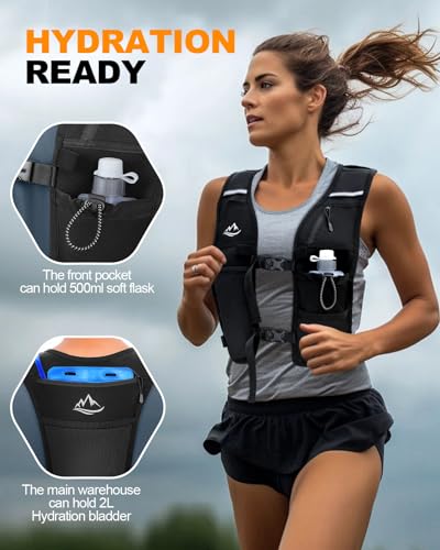 ISEYOU Running Vest for Women Men, Reflective Hydration Vest with Adjustable Waistband & Phone Pocket, Lightweight Breathable Running Water Vest for Jogging Hiking Trail Cycling and Marathon Race - size: Medium