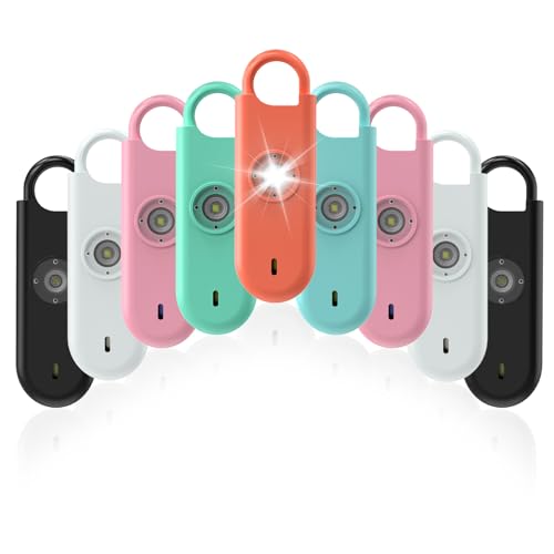 Fauxomor 140dB Personal Safety Alarm for Women 9pack Self Defense Keychain - color: 6 Colors+White+Pink+Black