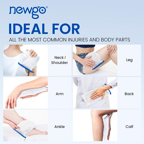 NEWGO Refillable Ice Bags with Clamp Closure [Pack of 6] Large 7 X 4.6, Reusable Easy Filling Hospital Ice Pack with Soft Outer Covering and Leak Resistant Inner Layer - size: 6 Pack