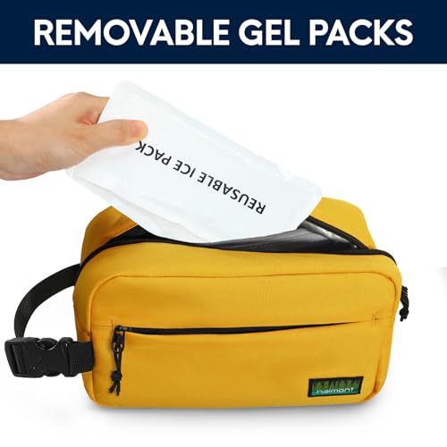 Haimont Small Freezable Snack Cooler Bag, Reusable Freezable Mini Cooler Bag for Outdoor, Airplane, Travel, Wear Resistant, Yellow - color: Yellow