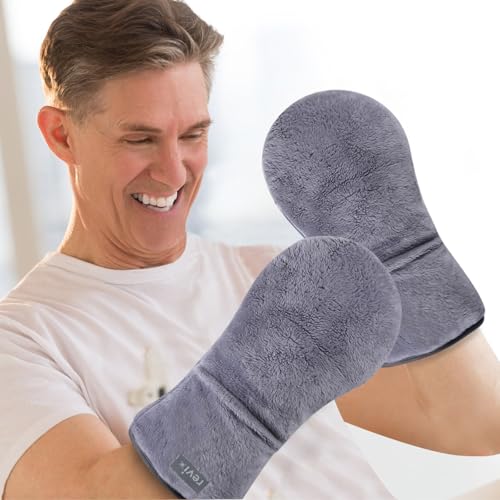 REVIX Microwavable Therapy Mittens Hand Warmers for Women & Men, Gray - color: Light Gray