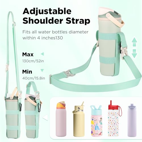 EasyAcc Water Bottle Holder Strap Sling, for Owala FreeSip 24 32 40 oz, Hydro Flask, Cirkul, Yeti, Stanley Flip, Universal Water Bottles, with Carabiner, for Walking Curise Travel (Bottle Excluded) - color: Eucalyptus