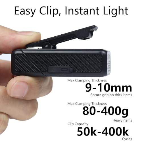 Mini EDC Flashlight 90°Rotatable Clip‑on Light Magnetic Pocket Work Light - color: Black