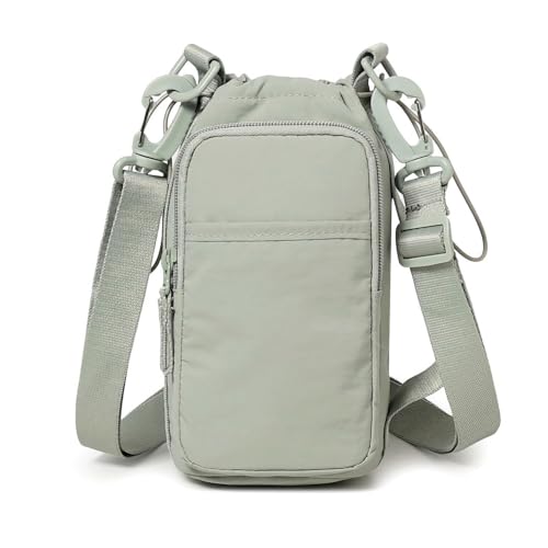Water Bottle Holder with Strap, Crossbody Sling Bag for Walking Hiking - color: Pale Green