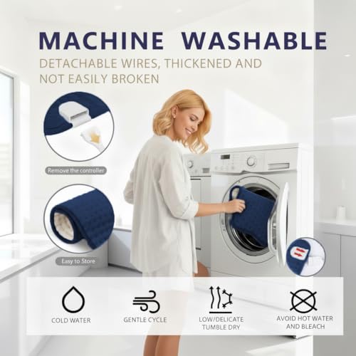 Heating Pads, Electric Heating Pad 40"x20" for Back Neck Shoulder Belly Heating Technology, Ultra-Soft Moist & Dry Therapy Heat Pad with 10 Temperature Settings 3 Timer, Automatic Switch-Off - color: 40"x20" Navy Blue