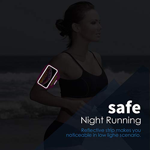 Running Armband with Earphone Pouch Fits Phones up to 6.9" - color: Rose (Up to 6.9''), size: Medium