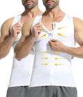 Mens Compression Shirt Zipper, Gynecomastia Tummy Control Vest, Back Support Shapewear Slimming Undershirt - color: 2 Pack White, size: Medium