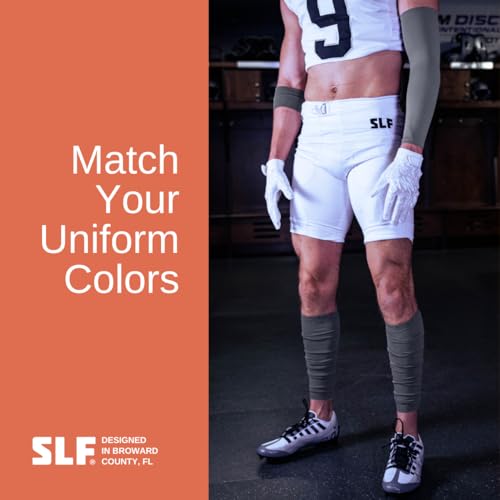 SLEEFS Football Leg Sleeves for Turf Burn and Skin Irritation Protection - color: Light Gray, size: Kids