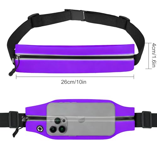 Running Belt Fanny Pack Men and Women Slim Running Bag Money Belt - color: Purple