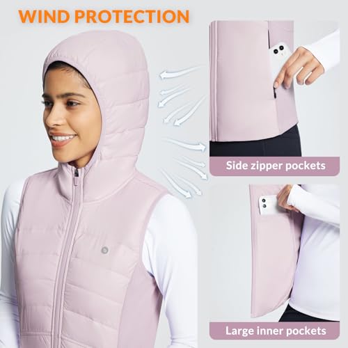 baleaf Women's Winter Running Vest Fleece Hooded Jacket Warm Slim fit - color: Light Purple, size: XX-Large