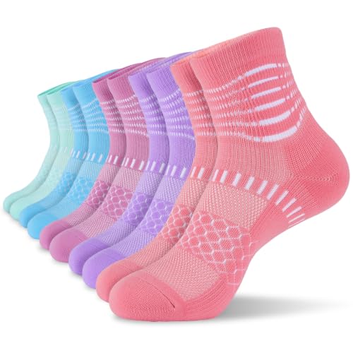 IRAMY Ankle Compression Socks Women Men Plantar Fasciitis Relief 3/5 Pairs - color: Cyan+light Blue+rose Red+purple+pink(5 Pairs), size: Medium