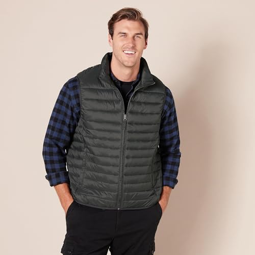 Amazon Essentials Men's Lightweight Water-Resistant Packable Puffer Vest - color: Dark Grey, size: X-Small