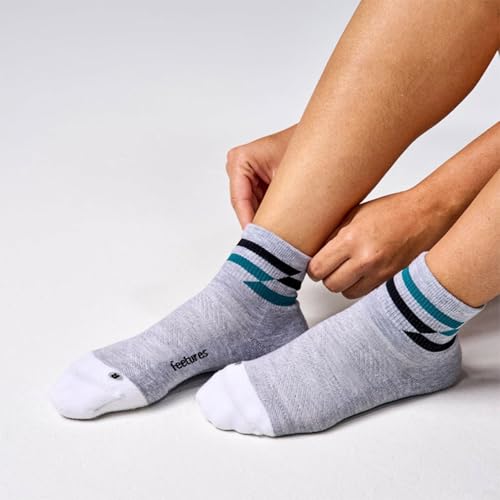Feetures Elite Max Cushion Quarter Running Sock, 1 Pair - color: Gray Track (1 Pair), size: Large