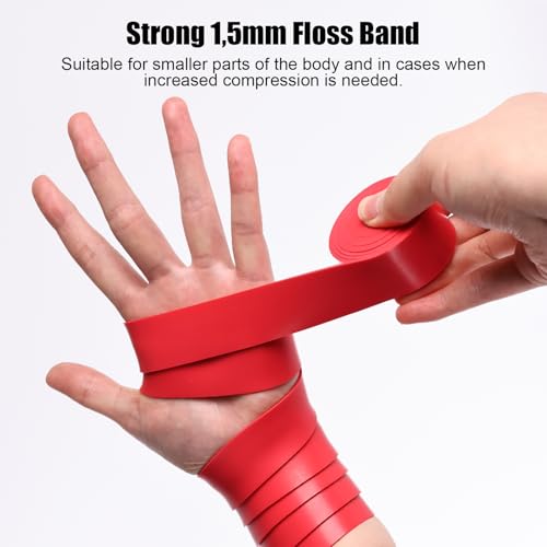 POWER GUIDANCE Muscle Floss Bands - Compression Bands - Mobility & Recovery Bands - for Improving Movement, Increasing Circulation & Reducing Soreness - color: Black and Red - For Hands