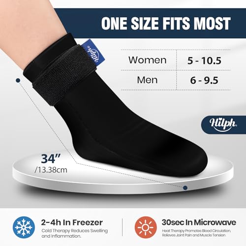 Hilph Ice Pack Socks for Full Foot Pain Relief 2Pcs, Hot Cold Therapy Socks - style: Black