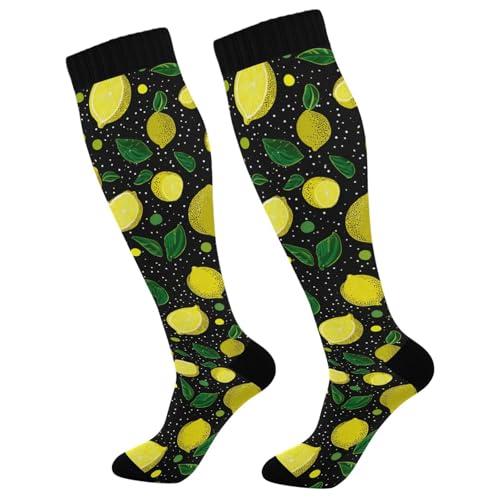 Wusikd Heartbeat Symbol Compression Socks for Women and Men Circulation Black Long Socks for Athletic Running 1 - color: Lemon