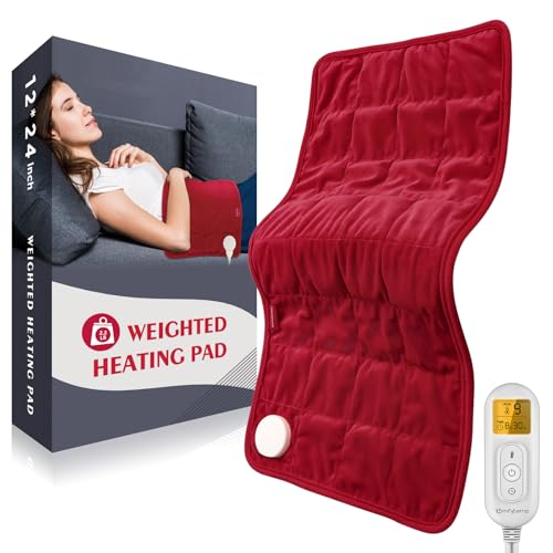 Comfytemp Weighted Heating Pad for Period & Back, FSA XL Heat Pad, 12"x24" - color: Red