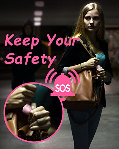 Rechargeable Personal Alarm for Women - Safety Keychain 2 Pack, 130 dB Siren and Strobe Light, for Students, Joggers, Night Workers, Elders, Kids, Women, 4 Pop Color (Aqua&Black)