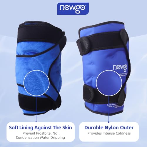 NEWGO Ice Pack for Knee Injuries Reusable, 360° Full Wrap, XL, Blue - color: XL Blue 1-pack