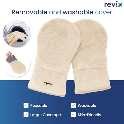 REVIX Microwavable Heating Mittens for Cold Hands, Hand Warmer, Beige - color: Beige