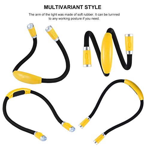 Rechargeable 4 LED Book Light Bright Neck Hug Light, Reading Lights for Reading in Bed, 3 Brightness Levels, Flexible Soft Rubber Arms, Perfect for Bookworms,Knitting,Comping,Crafts - color: Yellow