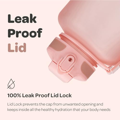 Hydracy 2L Large Water Bottle, Shatterproof, BPA Free Tritan Plastic, Leakproof, Zero Condensation, With Detachable Carry Strap, Spillproof Lid, Convenient Silicon Spout, Ideal for Gym, Yoga - color: Rose Gold, size: 64 oz