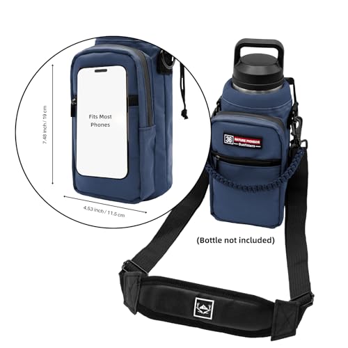 NATURE PIONEOR 26-128 oz Insulated Water Bottle Carrier Holder with Strap - color: Navy, size: 32-36oz