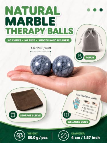2 PCS Baoding Balls for Hand Therapy Marble Meditation Balls Gray - color: Storm Gray Marble