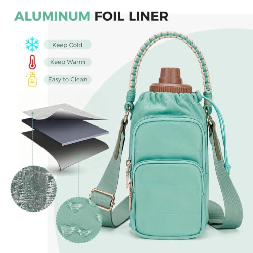 Crossbody Water Bottle Bag with Shoulder Strap for Women,Green - color: Green