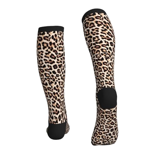 Avocado Compression Socks Women Men Knee High Stock for Running Work Support Nurses Travel - color: Cheetah Leopard