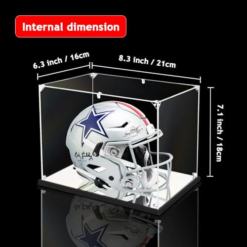 KOLIPI Mini Football Helmet Display Case, Acrylic Box 8.3x6.3x7.1 in - size: 8.3 x 6.3 x 7.1 inches