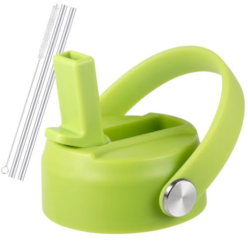 RRegeny Straw Lid for Hydro Flask Wide Mouth 32 40 oz, Lids with Flexible Handle compatible with HydroFlask, Replacement Sports Flex Cap Wide Mouth Top - color: Seaweed green