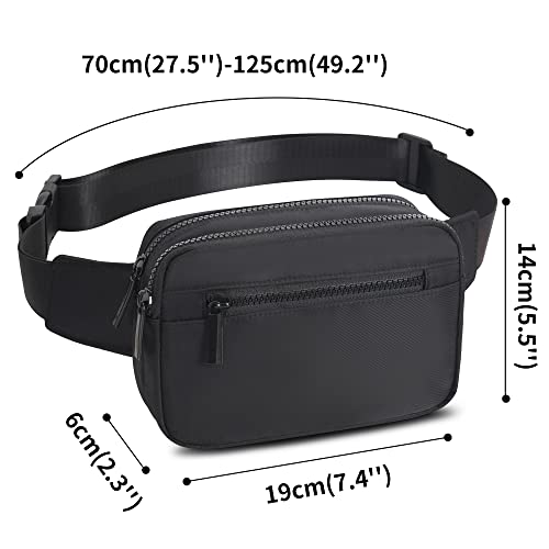 Fanny Packs for Women Men, Fashion Waist Pack Crossbody Bags Belt Bag with Adjustable Strap for Running Hiking Travel. - color: Black Oblong