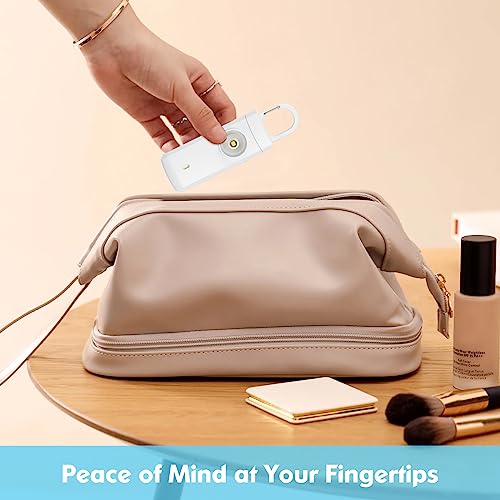 Rechargeable Personal Alarms for Women - Christmas Birthday Gifts for Women, Stocking Stuffers for Teen Girl, Daughter, Safety Keychain Flashlight, Siren Alarm, Travel College Essentials (White) - color: White