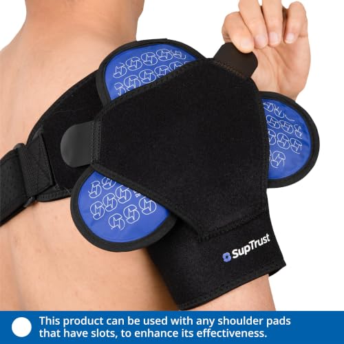 Shoulder Ice Pack for Injuries Reusable: Cold/Hot Therapy Wrap for Rotator Cuff Injuries, Bursitis & Swelling - Gel Ice Pack Reusable Compatible with Suptrust Shoulder Brace for Women and Men