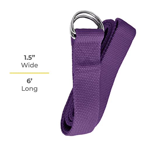 Bulk Yoga Straps, 10 Pack, 6ft, D-Ring Buckle - color: Purple