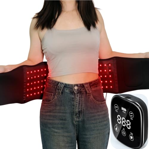Red Light Therapy Massage Belt, Vibrating Infrared Light Wrap Pad for Body - color: Black With Wireless Control